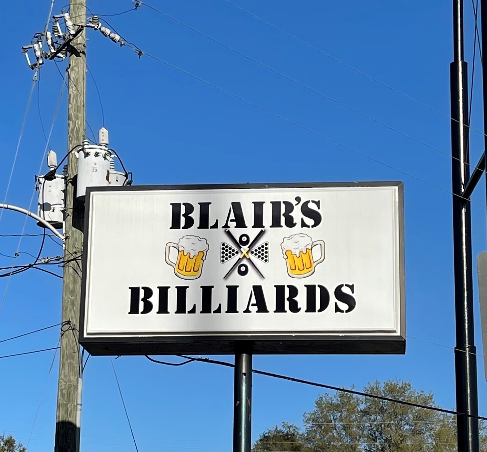 Blair's Billiards and Bar pool hall exterior/interior