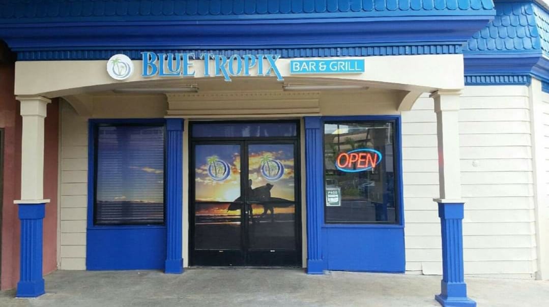 Blue Tropix Bar and Grill pool hall exterior/interior