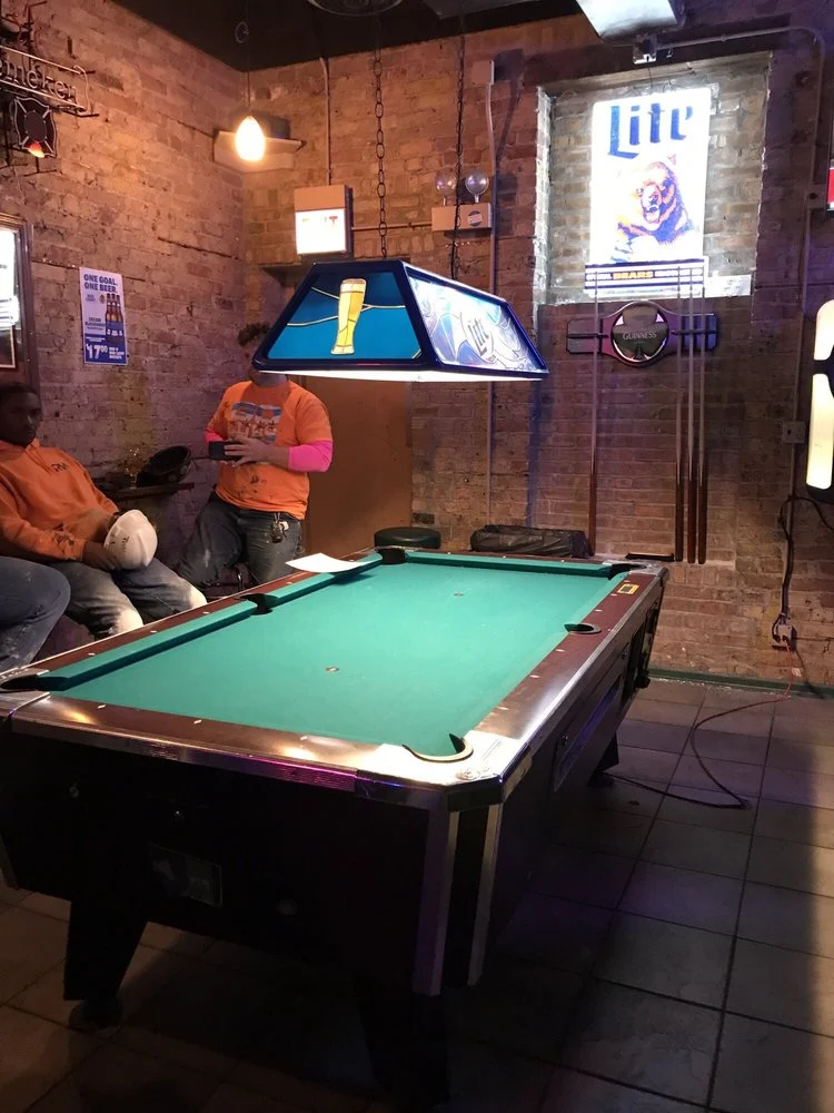 Shamrock Club pool hall exterior/interior