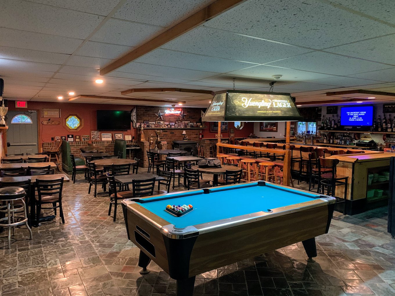 PJ's Pub pool hall exterior/interior
