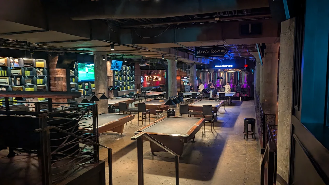 Cheeky Monkey Brewing Co. pool hall exterior/interior