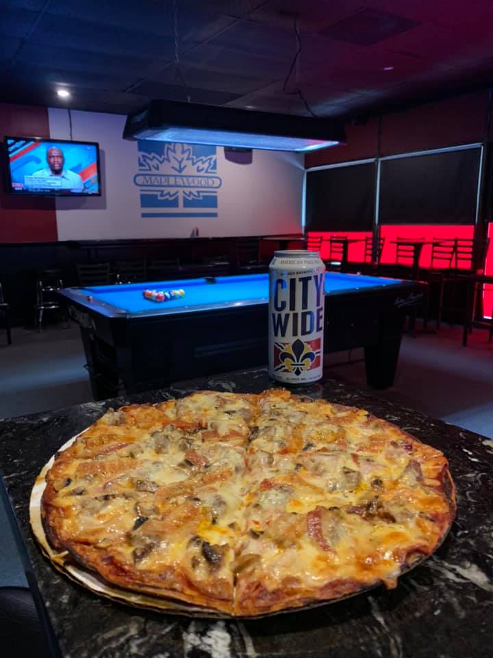 The Cue pool hall exterior/interior