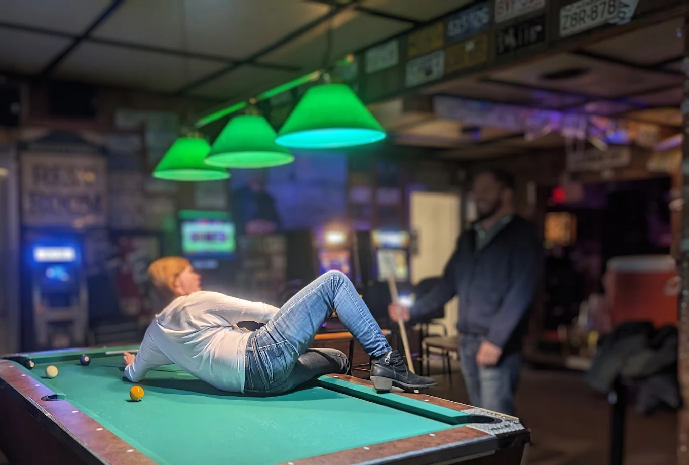 Filling Station pool hall exterior/interior