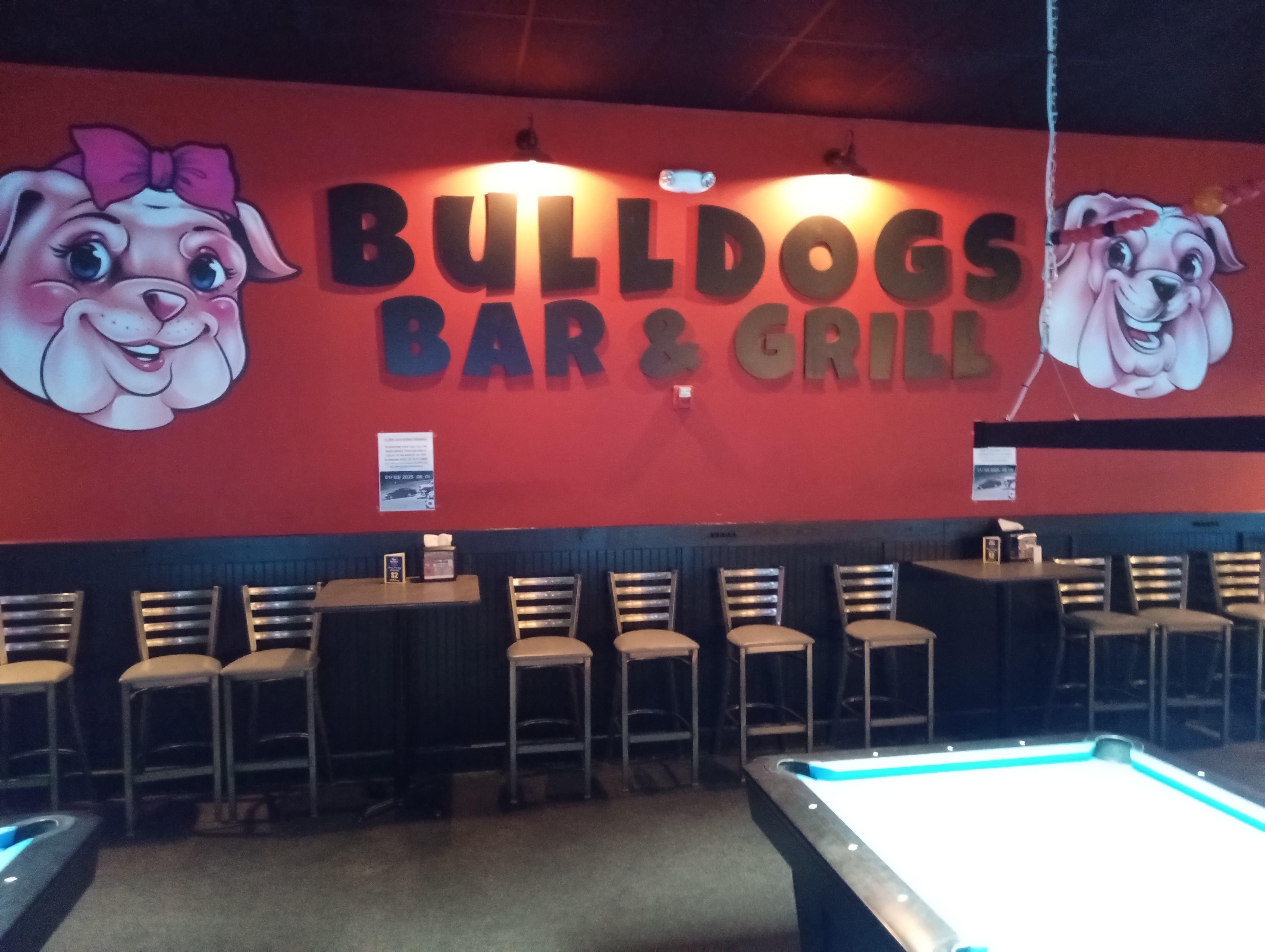Bulldogs Billiards Bar & Grill pool hall exterior/interior