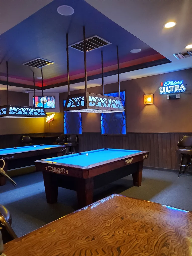 Blue Hawk Tavern pool hall exterior/interior