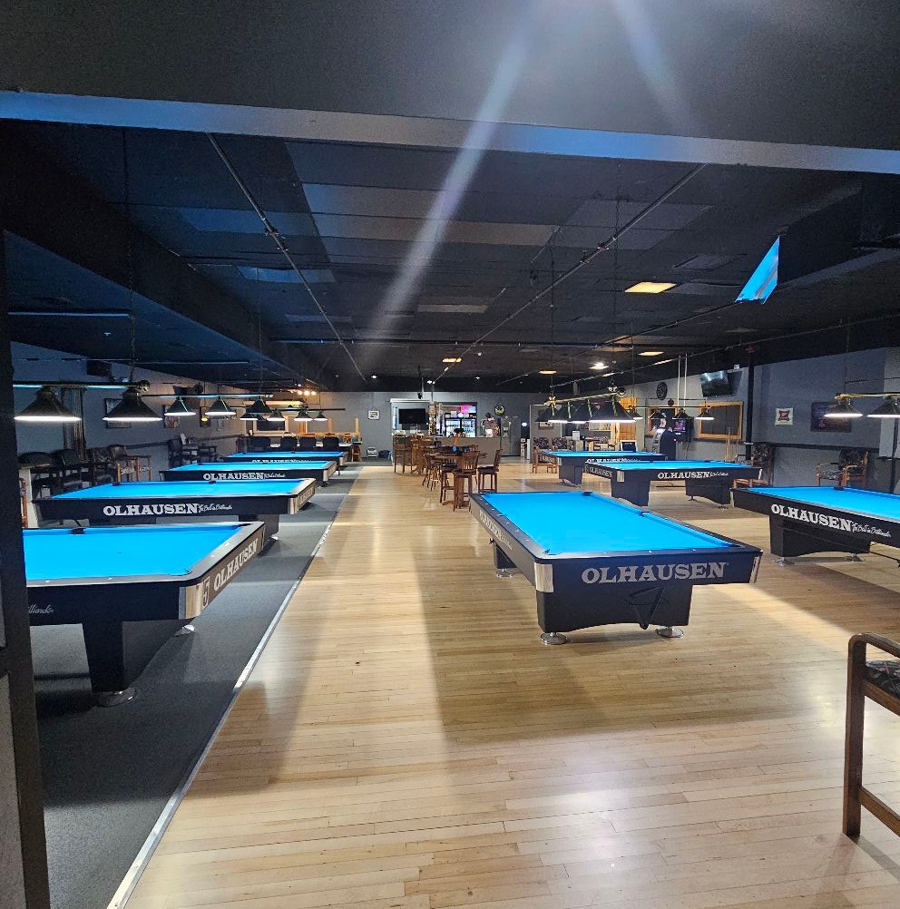 Sharky's Billairds pool hall exterior/interior