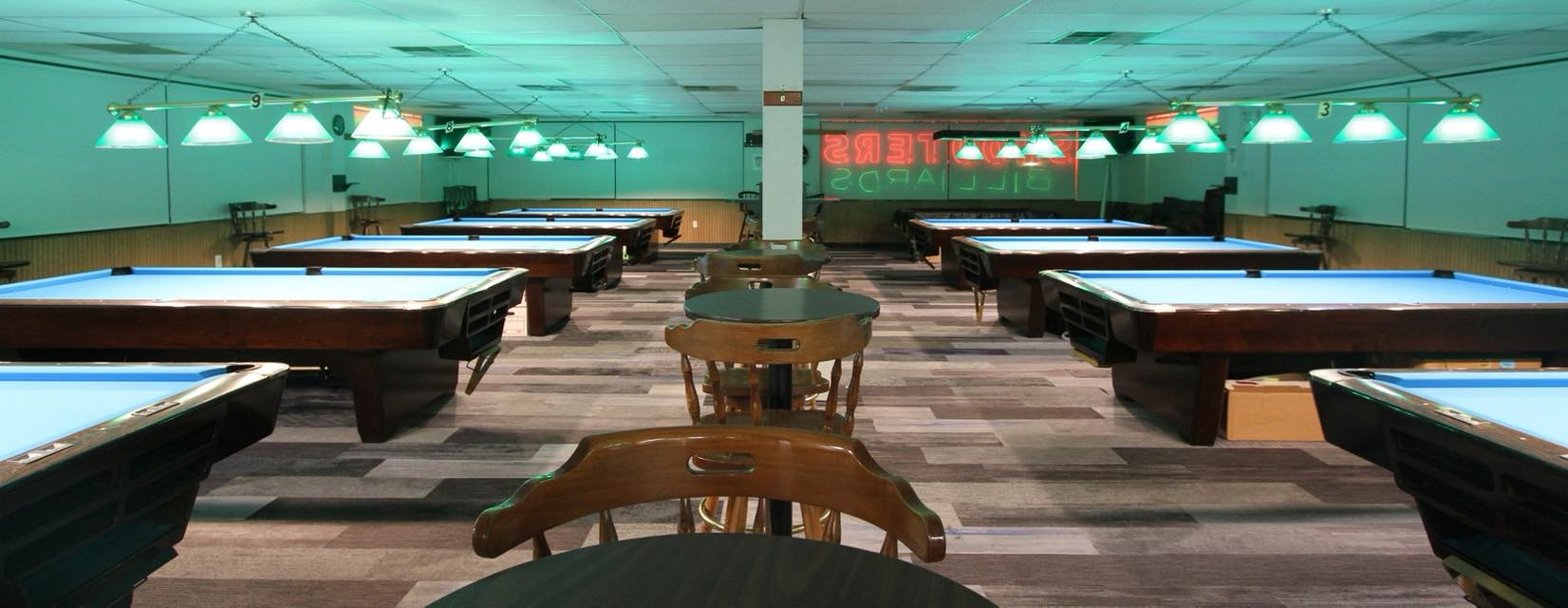 Shooters Family Billiards pool hall exterior/interior