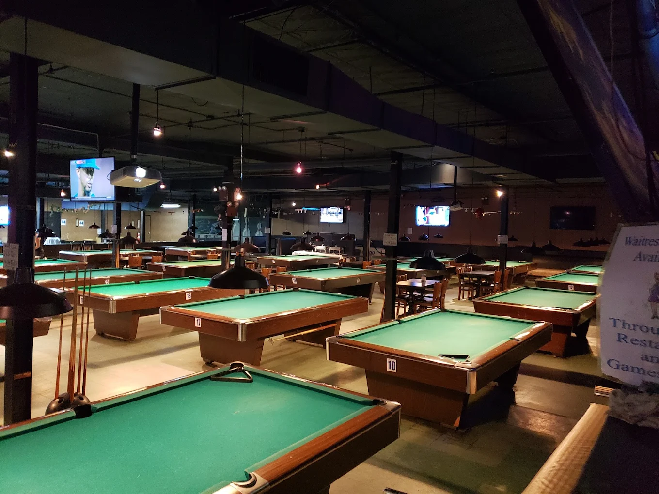 Ocean's 8 Billiards pool hall exterior/interior