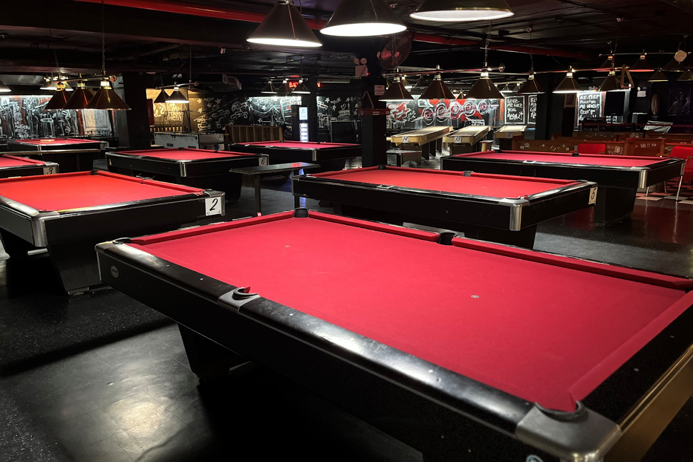 Cellar Dog pool hall exterior/interior