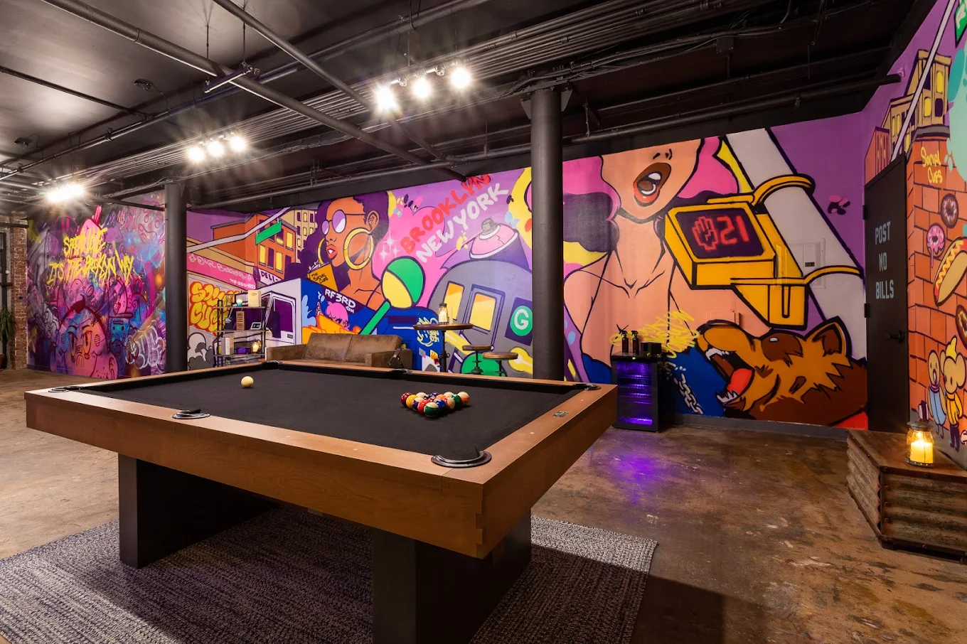 Social Cues B.S.A. pool hall exterior/interior