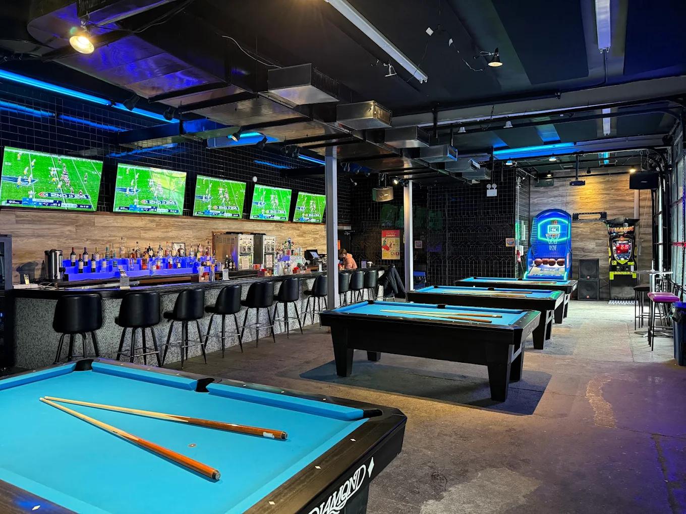 Backyard Bar & Billiards pool hall exterior/interior