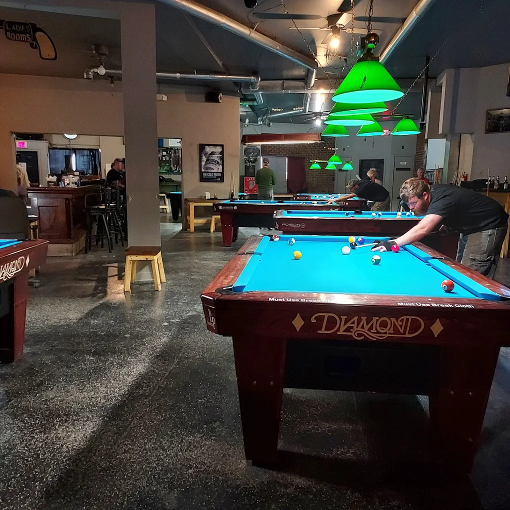 L.B. Billiards pool hall exterior/interior
