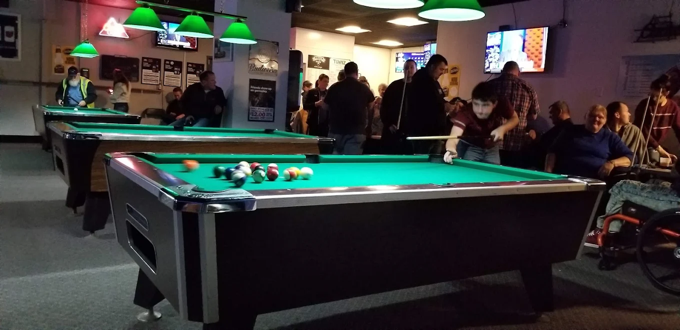 Townz Family Billiards and Beverages pool hall exterior/interior