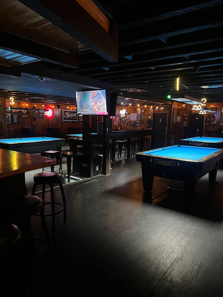 The Trough Bar & Billiards pool hall exterior/interior