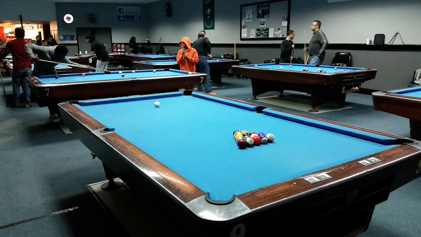 The New Jordan Lanes pool hall exterior/interior