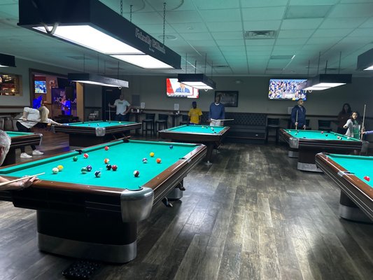 Friendly Billiards pool hall exterior/interior