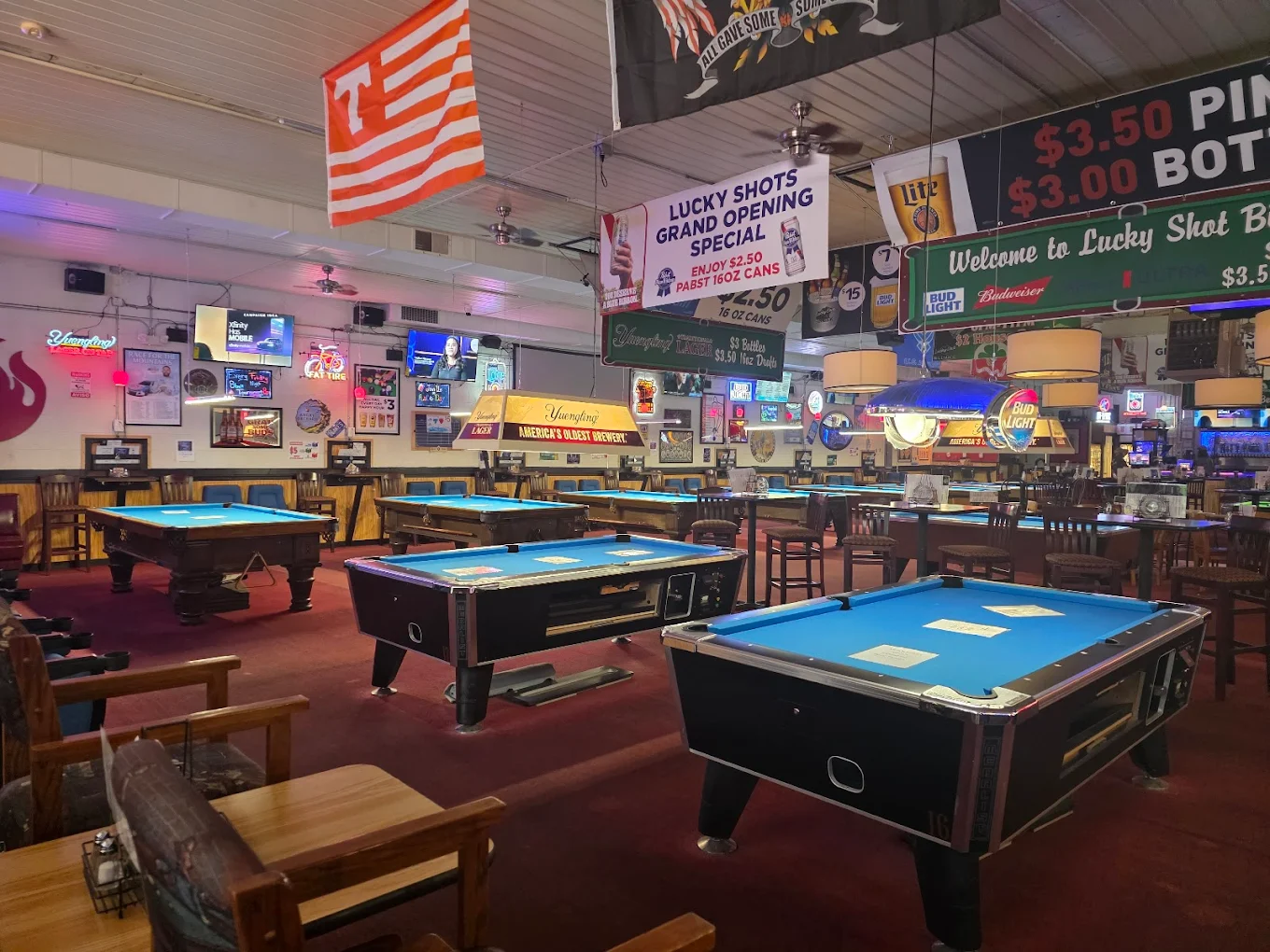 Lucky Shot Billiards pool hall exterior/interior