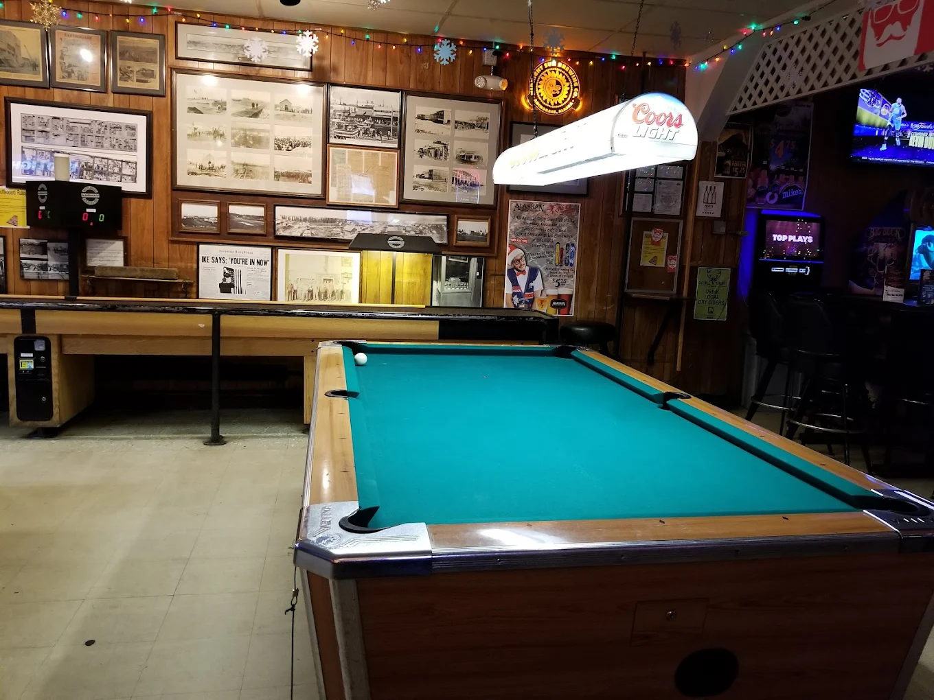 Pioneer Bar pool hall exterior/interior