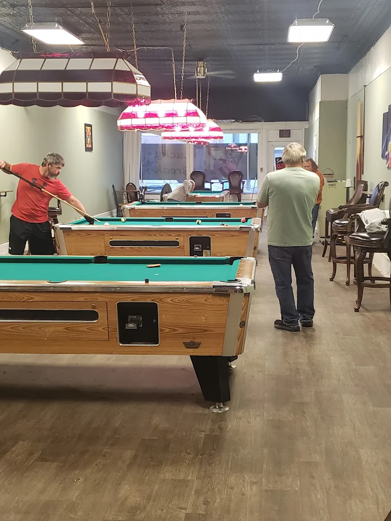 Lucky Break pool hall exterior/interior