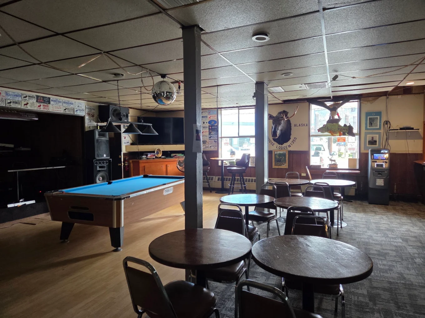 Sitka Moose Lodge #1350 pool hall exterior/interior