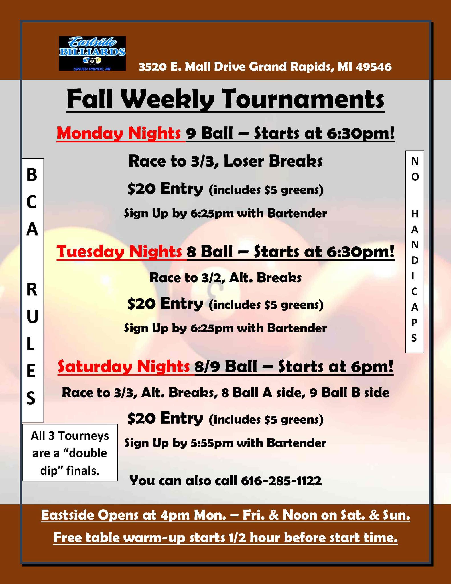Tournament flyer / rules image
