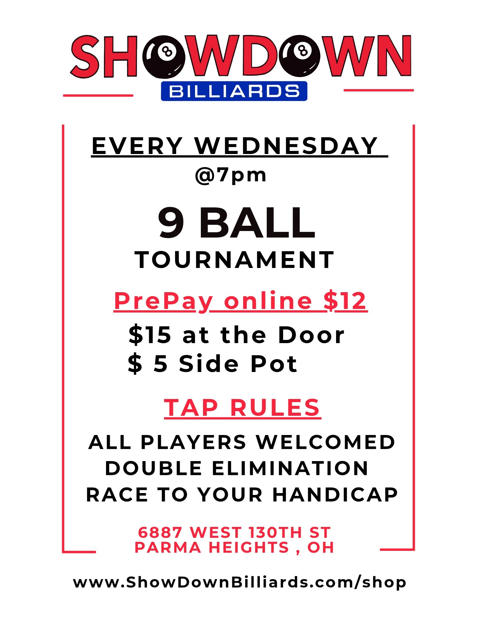 Tournament flyer / rules image