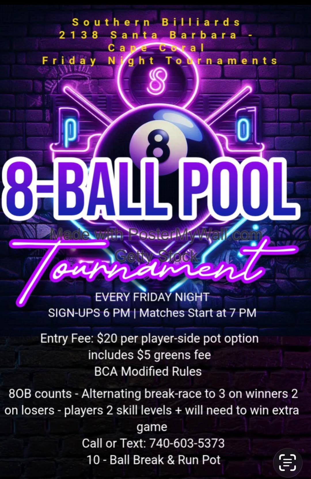 Tournament flyer / rules image