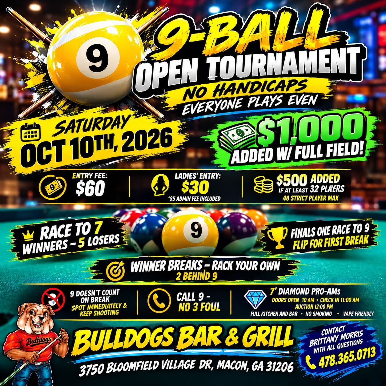 9-Ball Open tournament flyer