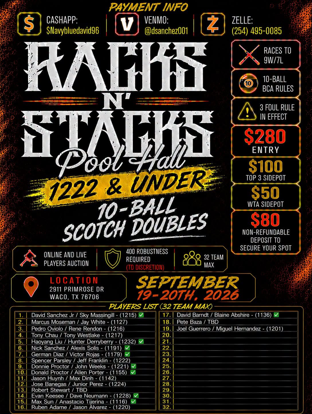 Tournament flyer / rules image