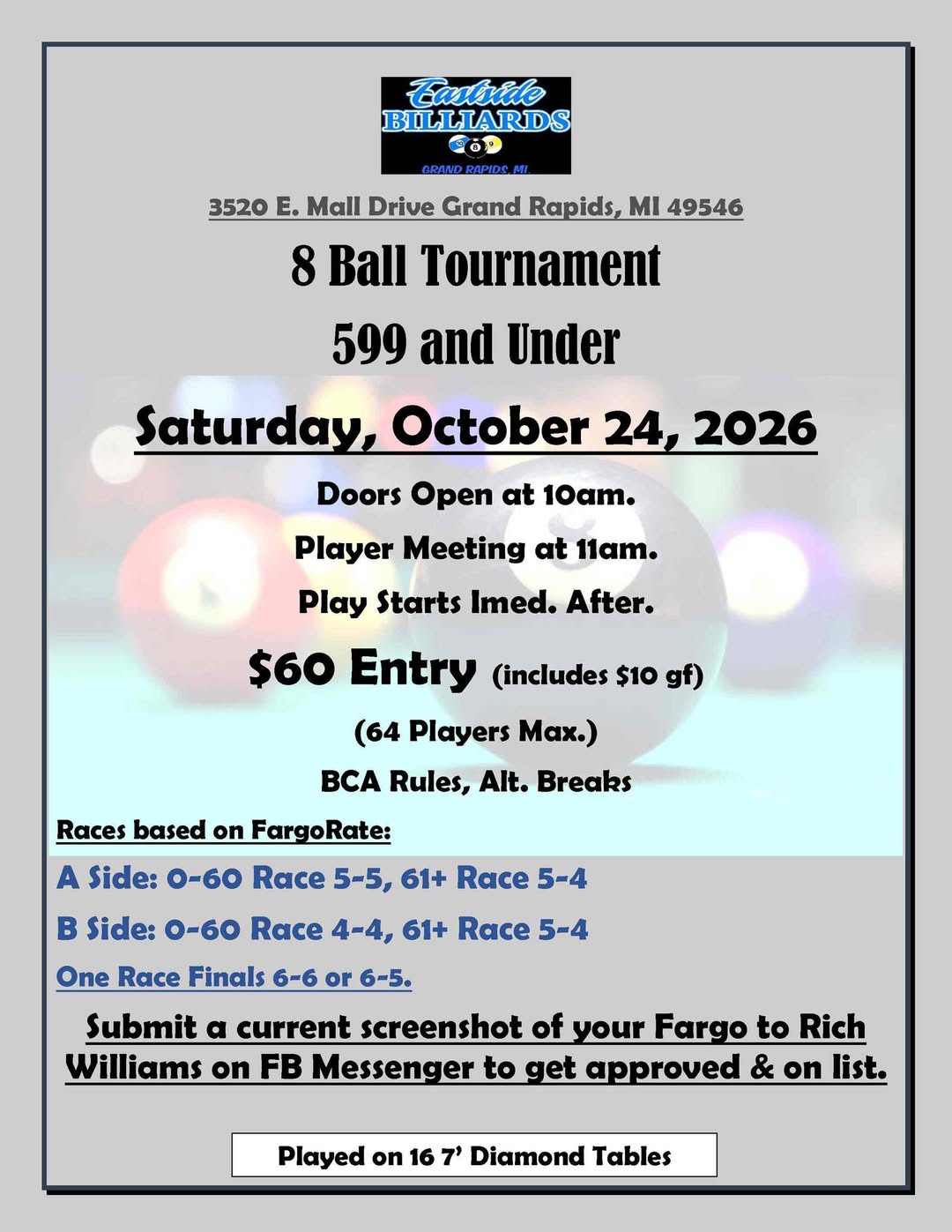 Tournament flyer / rules image